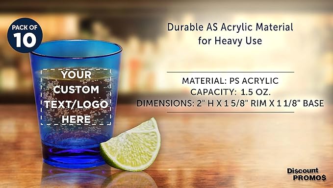 Custom Translucent Plastic Shot Glasses 1.5 oz. Set of 10, Personalized Bulk - Image 4