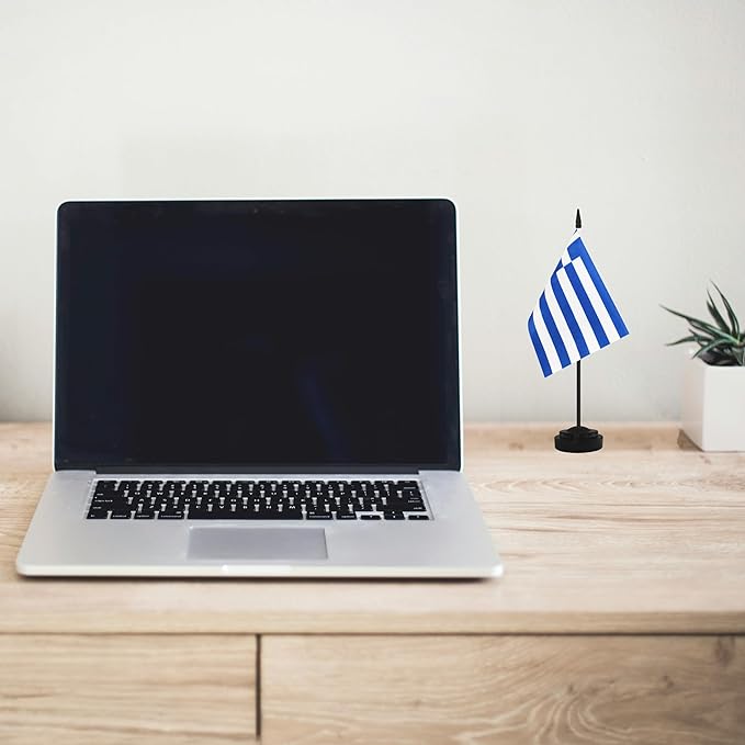 2 Pack Greece Desk Flag Set, Greek Desktop Small Miniature Table Office Flag - Image 5