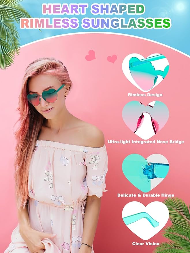 12 Pairs Heart Shaped Sunglasses - Image 4