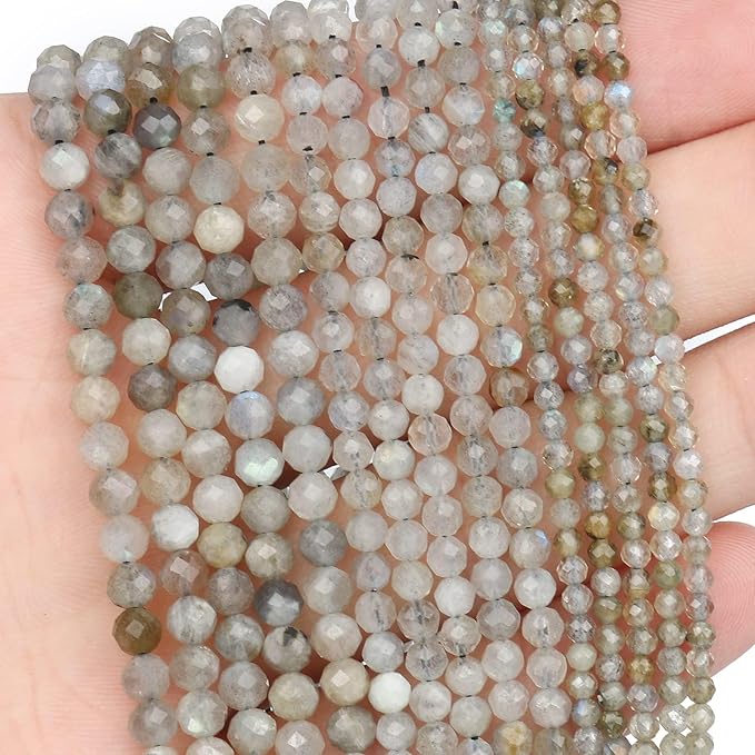 Song Xi 90pcs 4mm Natural Gray Labradorite Gemstone Beads Faceted Round Loose - Image 3