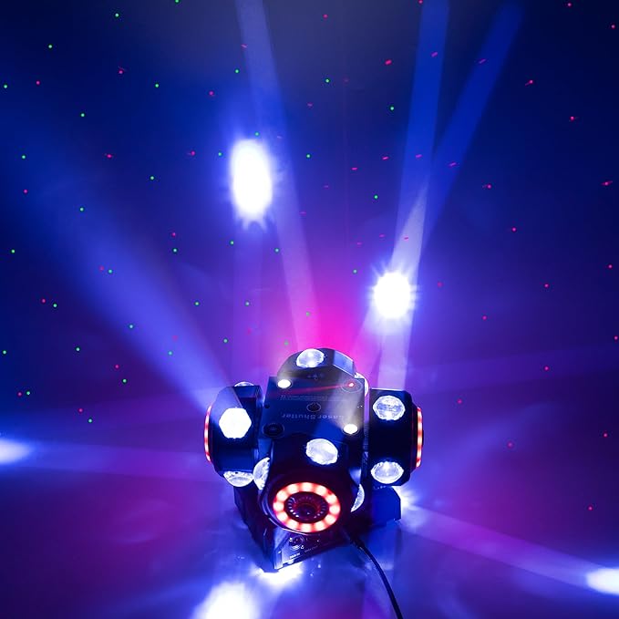 4Head Moving Disco Lights W/ 16Light Strips RGBW LED Rotating Beam Stage - Image 4