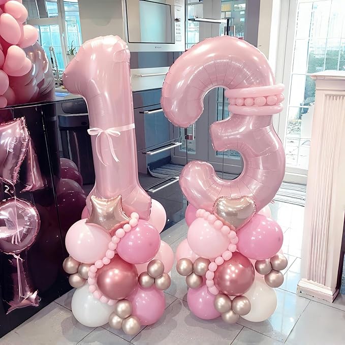 Pastel Pink 1 Balloons, 40 Inch Giant Light Pink Helium Foil Number 0-9 - Image 5