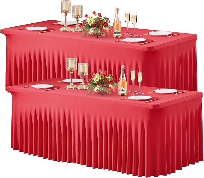 Wish Care 2 Pack Red Spandex Table Clothes by WishCare