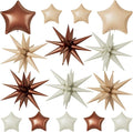 16 Pcs Cream Caramel Brown Star Balloons, 22/18/10 Inch Foil Neutral Balloons by Sowide