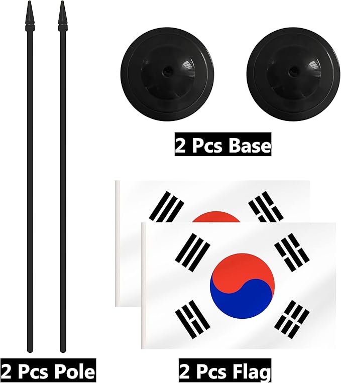 2 Pack Korea Desk Flag Set, Korean Desktop Small Miniature Table Office Flag - Image 6