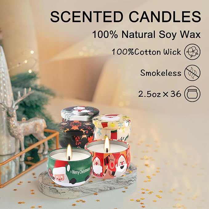 36 Pack Christmas Scented Candles Gift Set 2.5oz Strong Fragrance jar Candles - Image 6