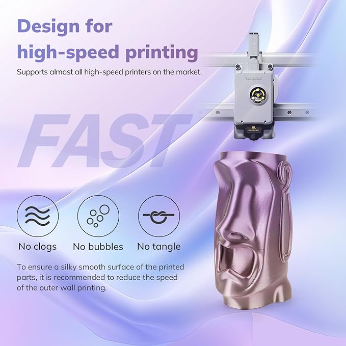 AMOLEN Silk PLA 3D Printer Filament, Shiny Multicolor Kingfisher Rainbow PLA - Image 5