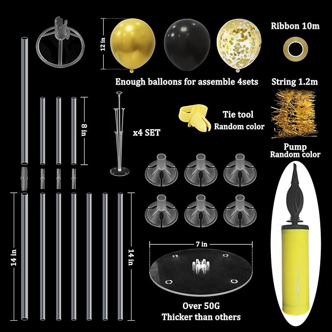 Black and Gold Party Decorations Balloon Stand Table Centerpieces - Image 8