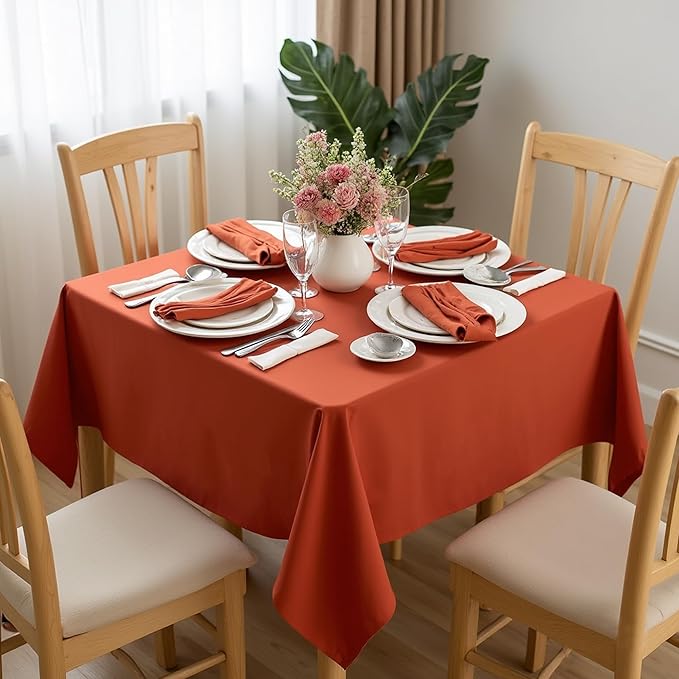 sancua Small Square Tablecloths 36x36 Inch Rust - Image 2