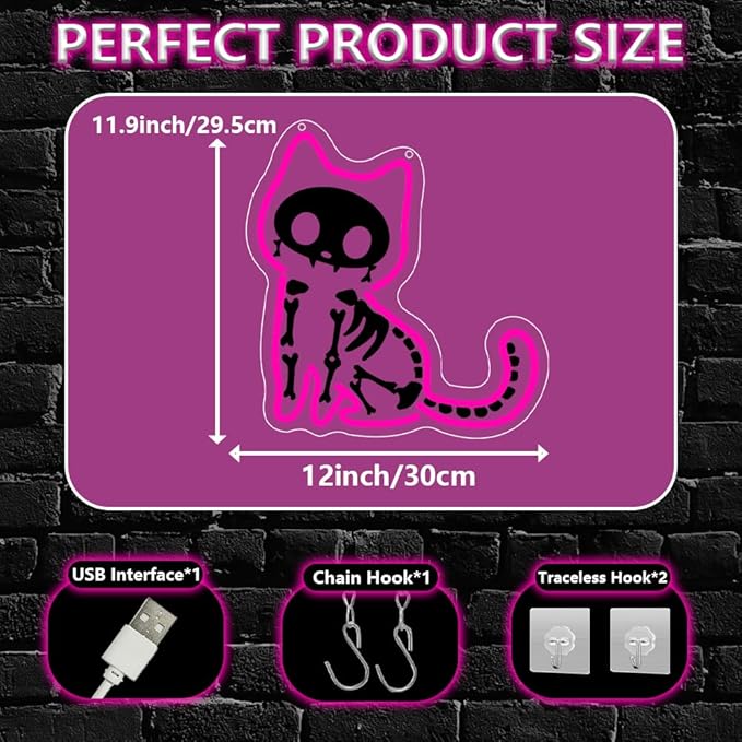Cat Neon Sign, Halloween Backdrop - Image 3