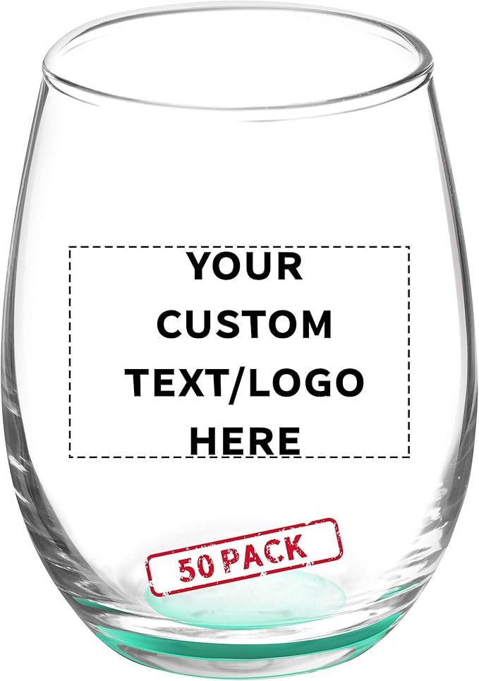 Custom Stemless Wine Glasses by ARC 5.5 oz. Set of 50, Personalized Bulk Pack by DISCOUNTPROMOS
