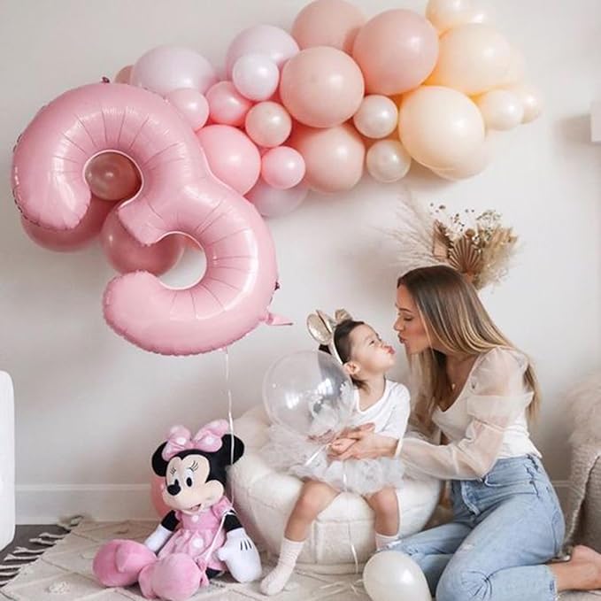 Light Pink 3 Number Balloon, 40 Inch Jumbo Pearl Light Pink Helium Foil Number - Image 5