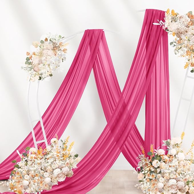 Hot Pink Wedding Arch Draping Fabric 29" x 20 FT Wedding Drapes - Image 7