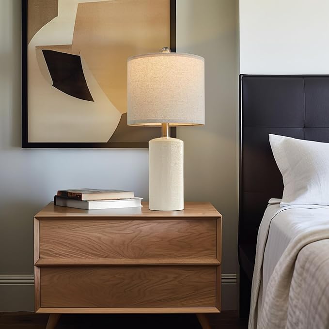 20.25" Small Single Table Lamp for Bedroom Modern Ceramic Nightstand Lamp - Image 9