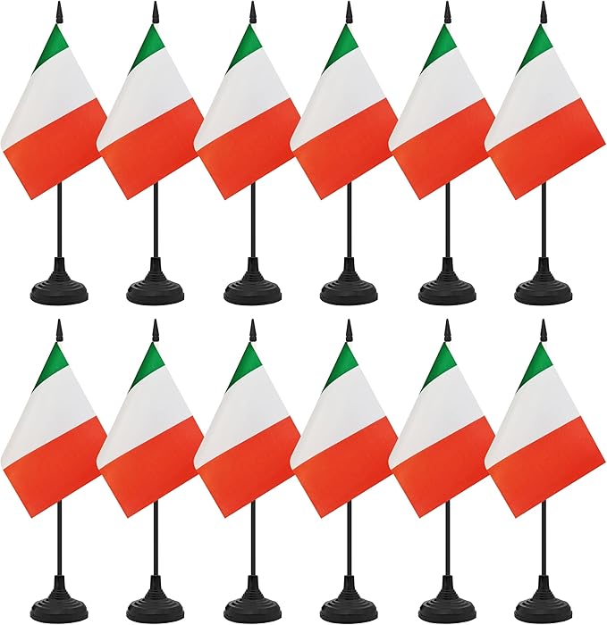 12 Pack Italy Desk Flag Set, Italian Table Office Flag, Small Miniature Desktop by Unknown