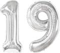 40 Inch Big Silver 19 Balloon Number, Jumbo Giant Happy 19th 19 Birthday Party by Upgesy