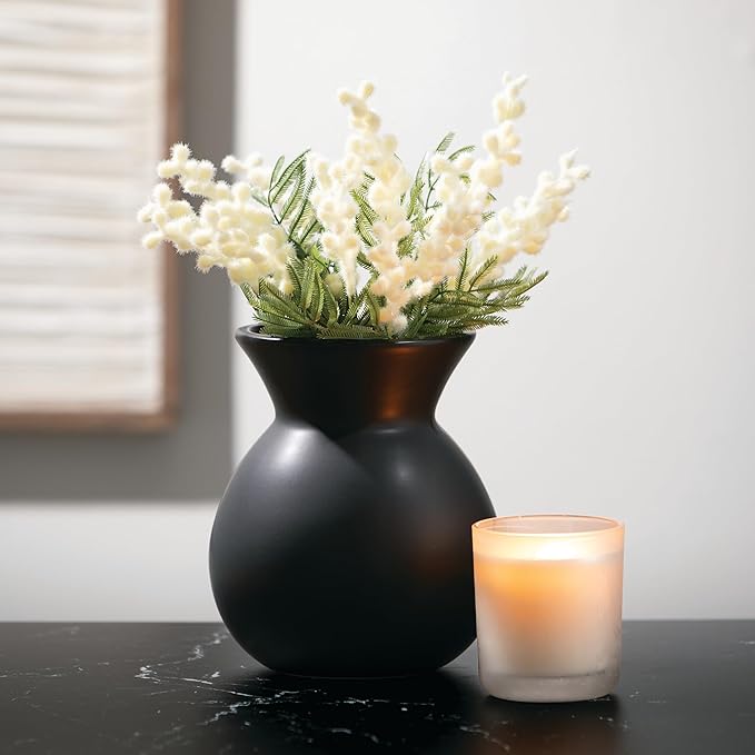 Sullivans Ceramic Black Matte Vase, Modern Home Decor, 8.25 inches, Living Room - Image 4