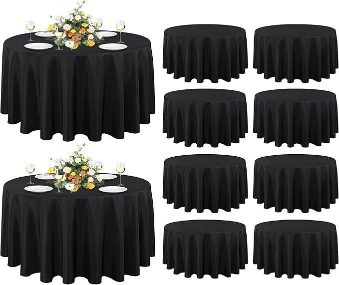 sancua 10 Pack Round Tablecloth Black 90 Inch by sancua