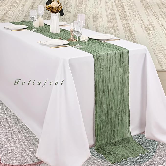 6 Pack Sage Green Cheesecloth Table Runner 10FT Rustic Gauze Fabric Cheese - Image 4
