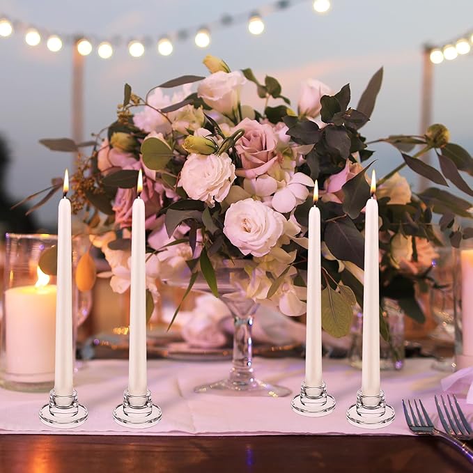 36 PCS Glass Taper Candle Holders Bulk Candlestick Holders Clear Short Tapered - Image 4
