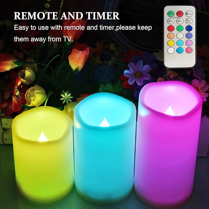 SWEETIME 3 Color Changing Led Pillar Candles - Image 3