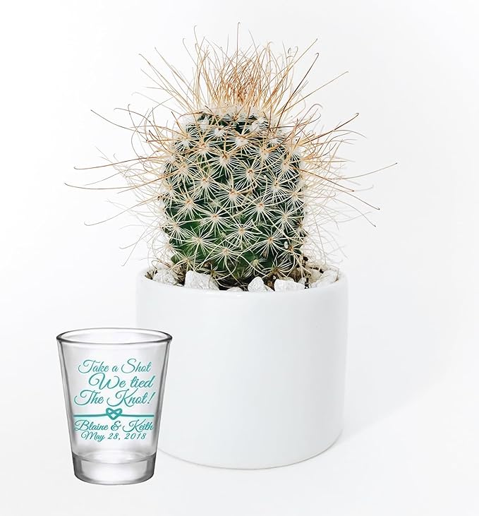 Personalized 1.75oz Glass Shot Glass “Take A Shot We Tied the Knot” Design - Image 2