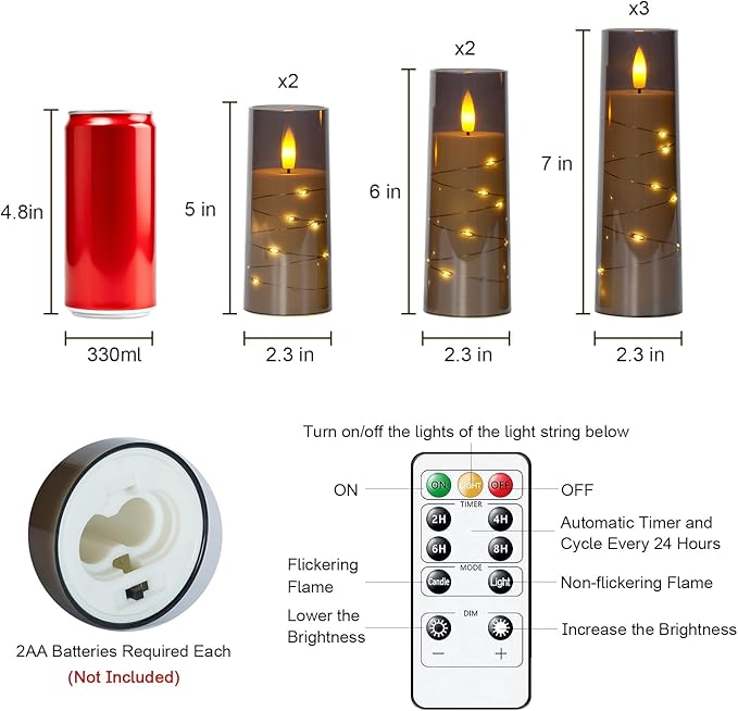 Raycare Flameless Candle with Remote Timer, 7 Flickering Acrylic Battery - Image 6
