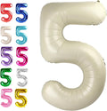 Cream White 40 Inch Large Number 5 Birthday Balloon, Five 5th 15 25 35 50 55 by Upgesy