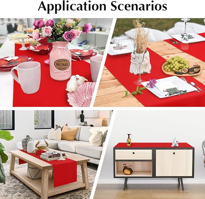 2 Pack Red Small Short Table Runner 12 x 48 Inch Solid Color Runners Coffee - Image 7