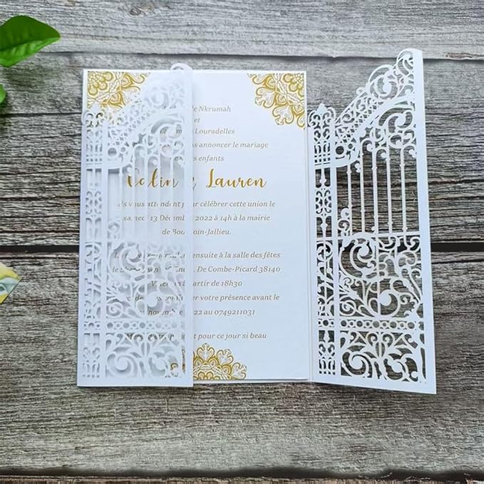 MillaSaw White Gate Invitation Card by MillaSaw