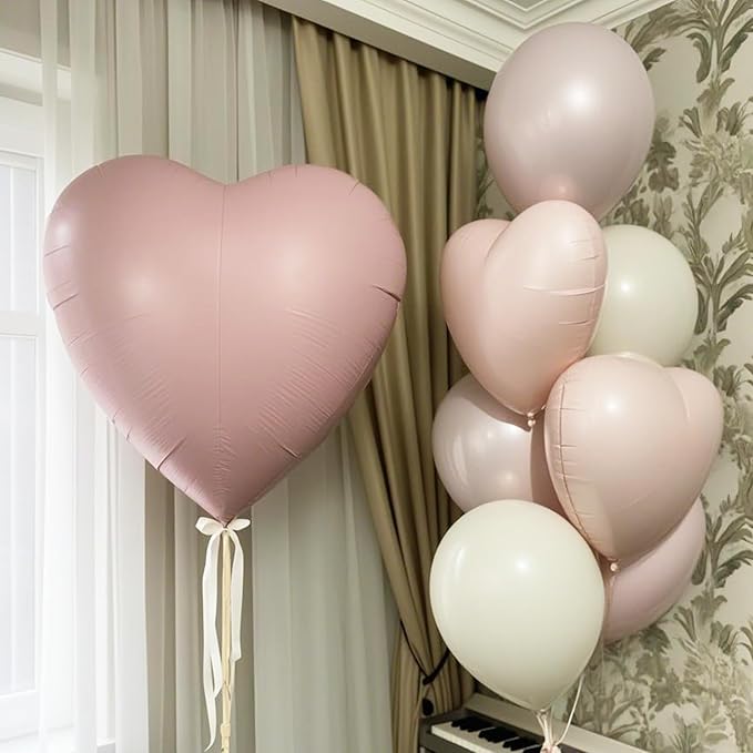 Baby Pink White Heart Balloons - Image 7