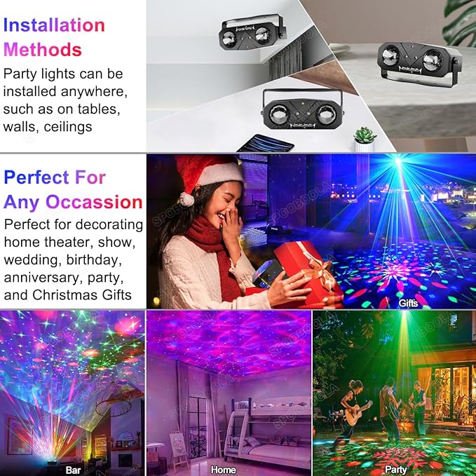 Disco Ball Light, Party Disco Dj Strobe Ocean Star Projector Dance Light Sound - Image 4