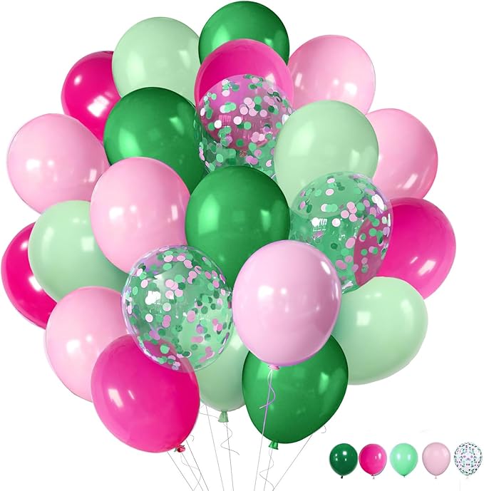 ZOOYOO 50pcs Balloons 12 Inch Green Pink Confetti Latex Balloons by ZOOYOO