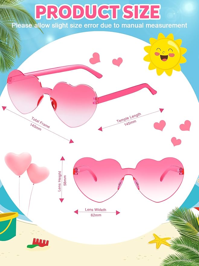 12 Pairs Heart Shaped Sunglasses - Image 2