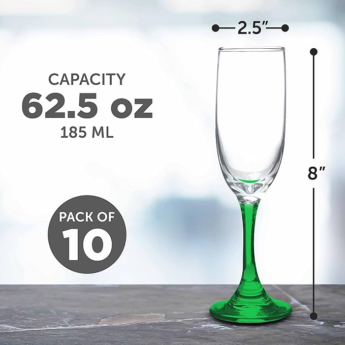 DISCOUNT PROMOS Premiere Champagne Flutes 6.25 oz. Set of 10, Bulk Pack - Image 5