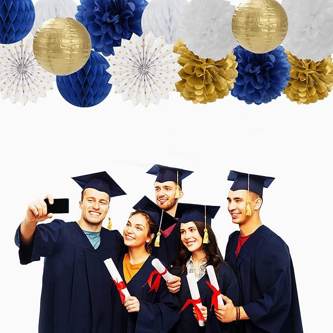 Navy-Blue White Gold Party Decorations - Image 2