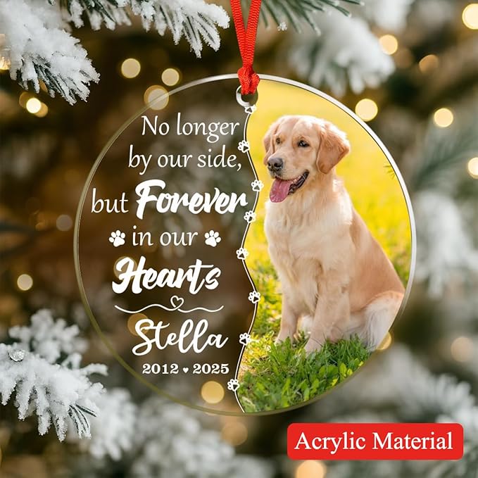 Personalized Dog Memorial Glass Ornaments, Pet Sympathy Gifts, Pet Remembrance - Image 6
