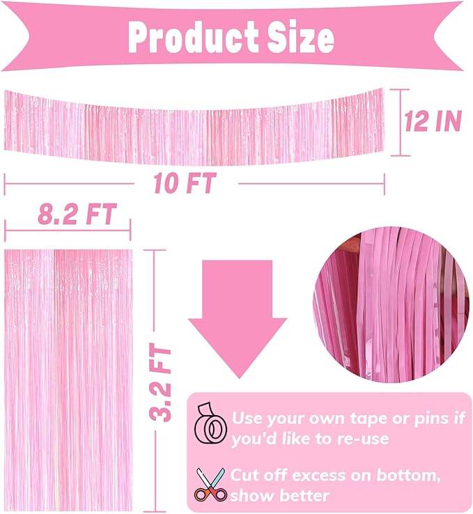 4P Metallic Foil Fringe Tinsel Streamer Banner Table Skirts - Image 2