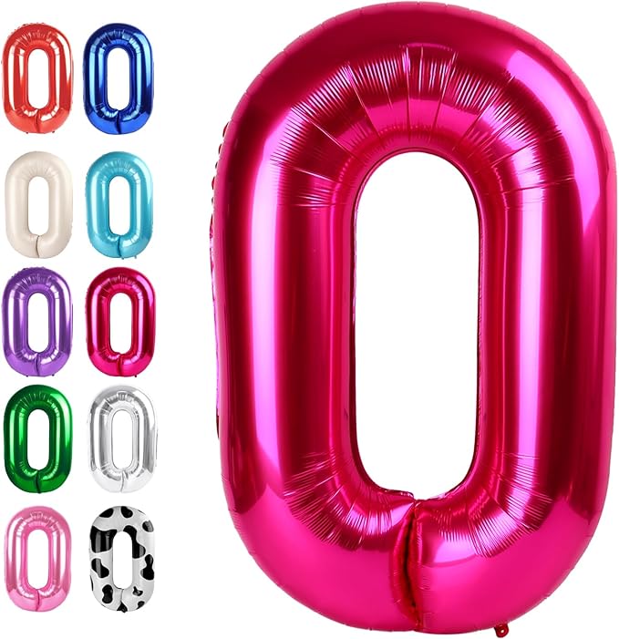 Hot Pink 40 Inch 0 Number Balloons, 0 Decorations by Upgesy