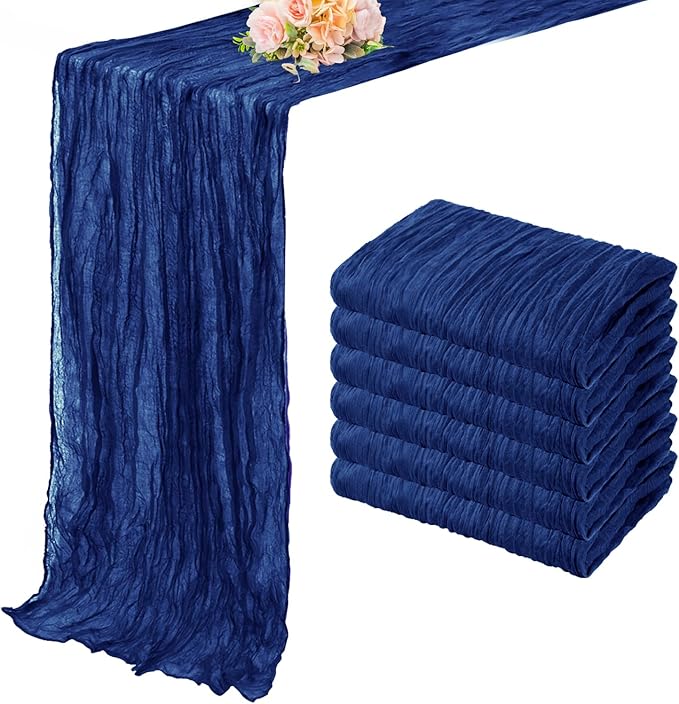 10FT 6 Pack Royal Blue Cheesecloth Table Runner 20 x 120 Inch Long Rustic Gauze by FoliafeelHome