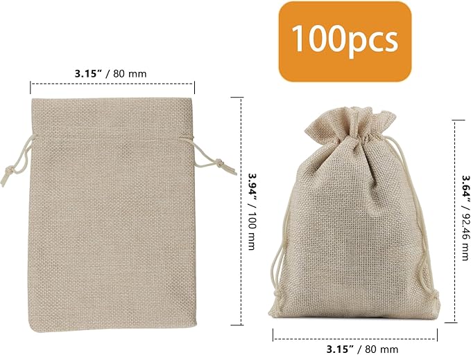 ZOENHOU 100 Packs 3 x 4 Inch Burlap Bags - Image 2