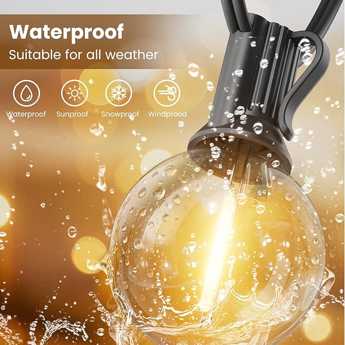 RTTY Outdoor String Lights 200ft, 2 Pack 100ft G40 Led Patio Globe Lights - Image 5