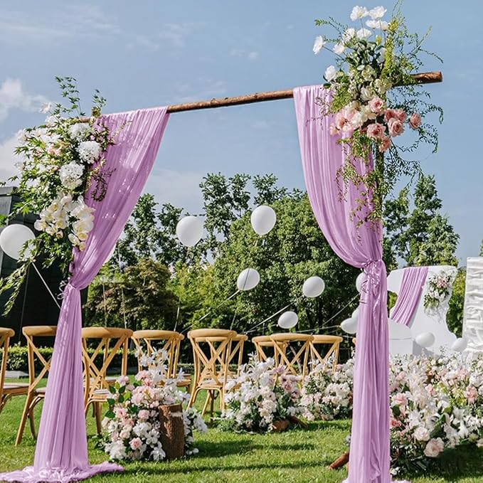 Lilac Purple Wedding Arch Draping Fabric 2 Panels 29" x 20 FT Wedding Drapes by DeZerlor