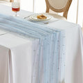 Fanami 6 Pack Pearl Table Runner -10FT Dusty Blue Boho Tulle Table Runners 120 by Fanami