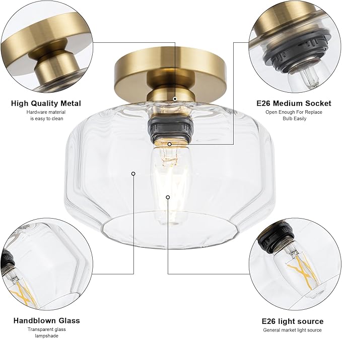 Gold Flush Mount Ceiling Light Modern - Image 5