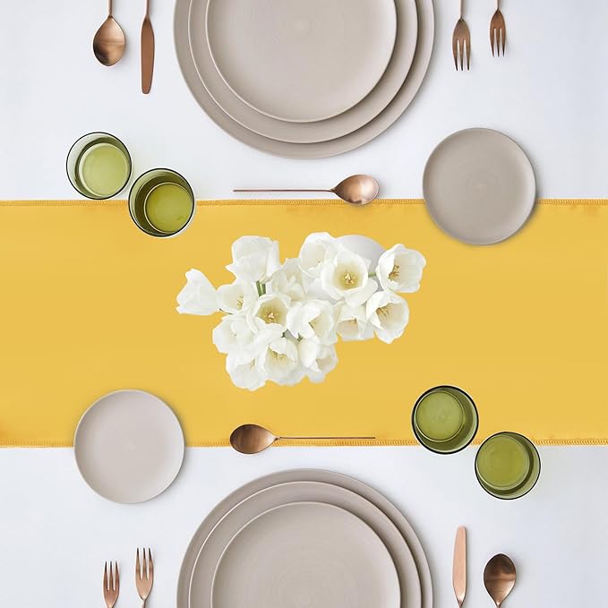 10 Pack Satin Table Runner 12 x 108 Inch Long Gold Silk Table Runner - Image 6