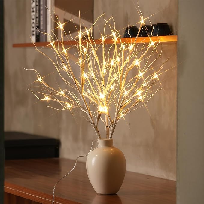 Lighted Artificial Birch Branch Tree Fairy Lights Holiday Decor, 3PK 19.7in 48 - Image 3