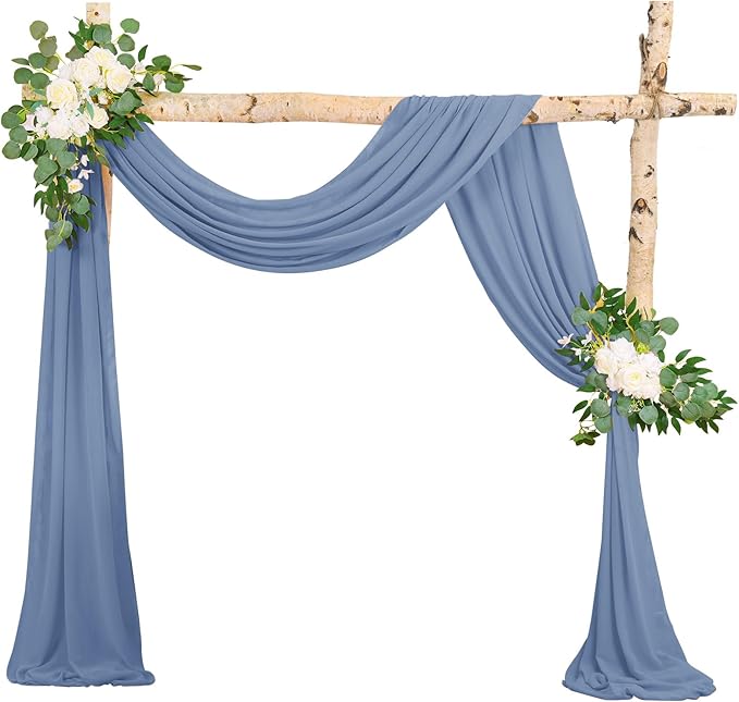 Dusty Blue Sheer Chiffon Wedding Arch Draping Fabric, Polyester Chiffon by HNPSTBNO