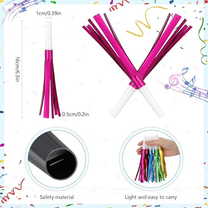Metallic Fringed Noise Makers, for Noise Makers Party Favors, New Year Party - Image 5