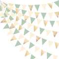 Sage Green Beige Champagne Gold Party Decorations Metallic Fabric Triangle by pinkblume